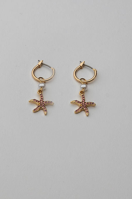Starfish Hoops Pink/ Pearl