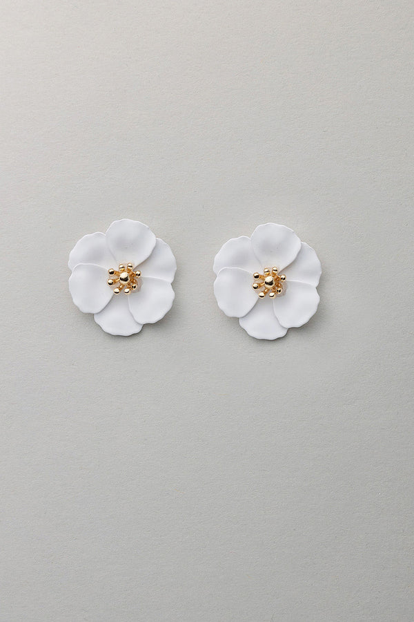 Flower Small Earrings Mat White