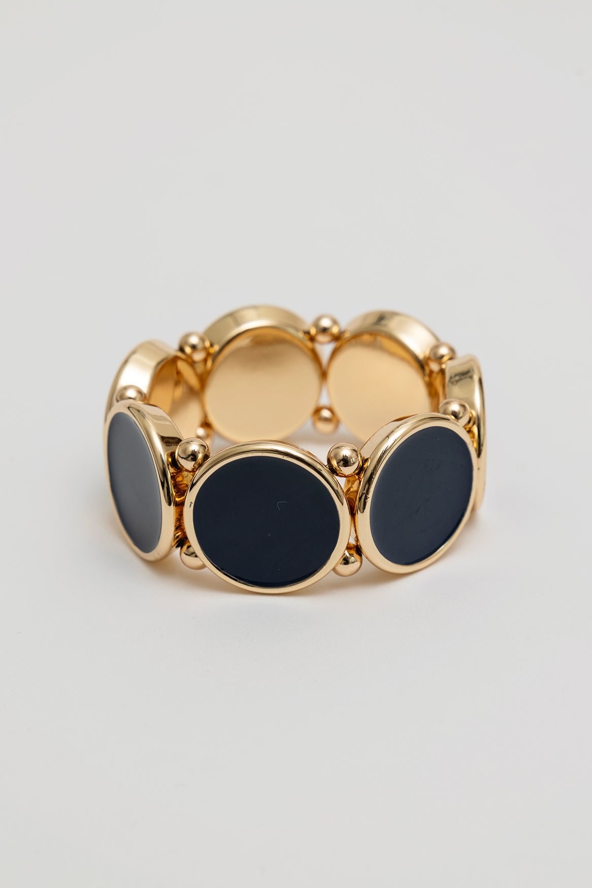 Ava Elastic Bracelet Gold w Dark Blue