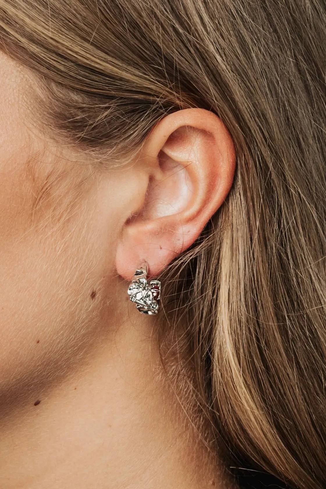 Hammered Hoops Silver