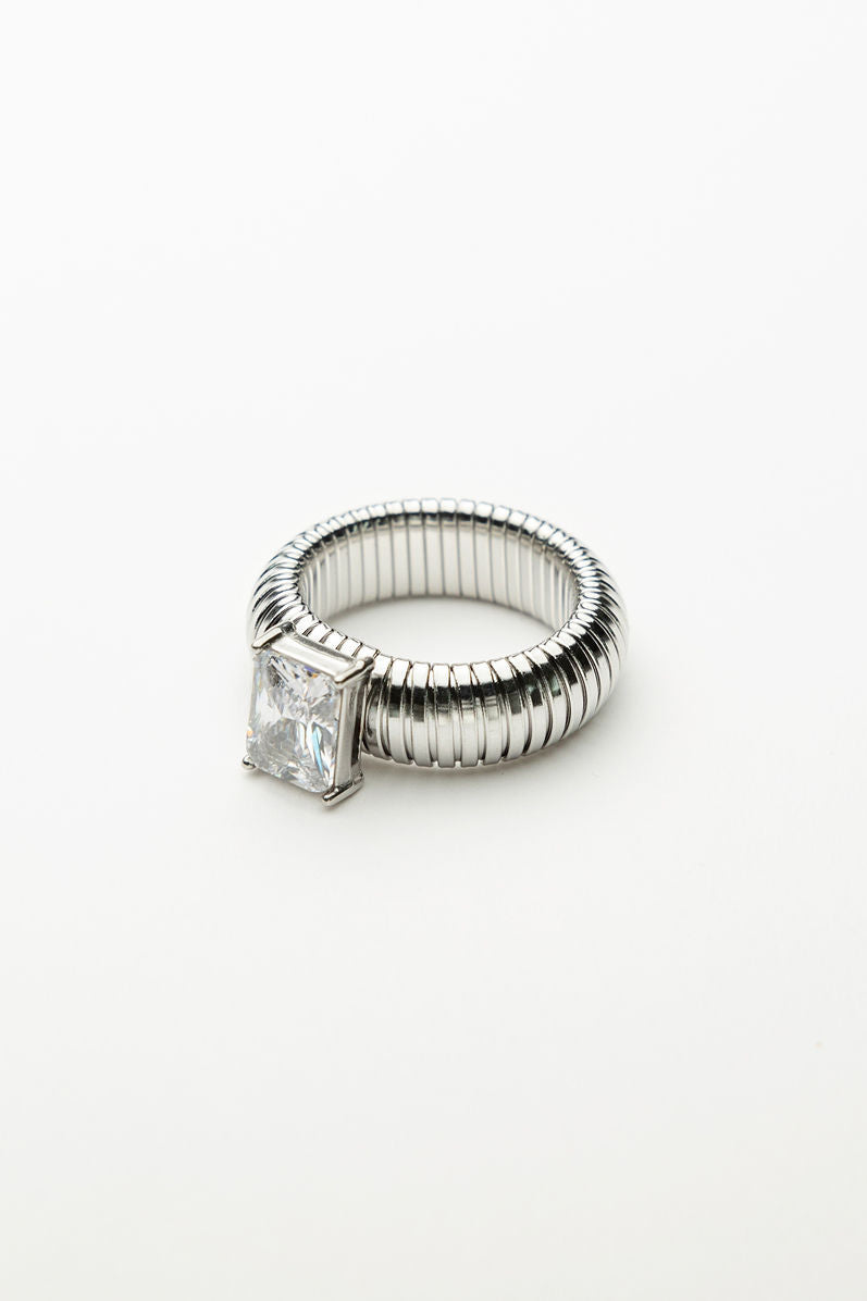 Sahara Ring Clear Cz Silver