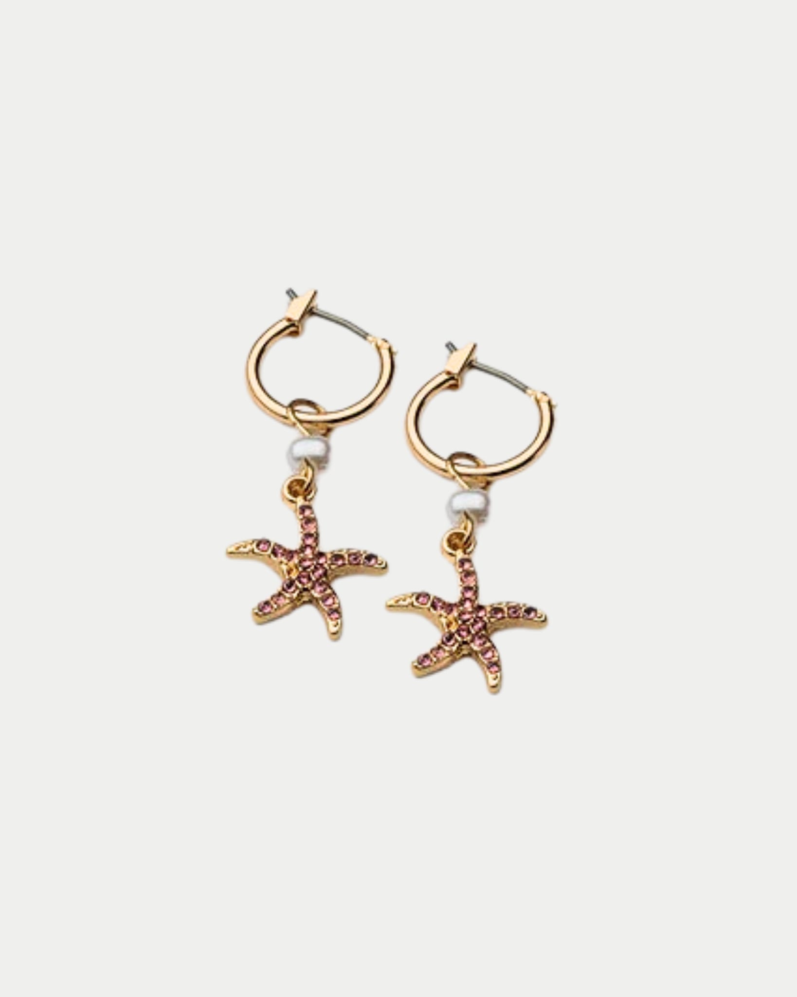 Starfish Hoops Pink/ Pearl