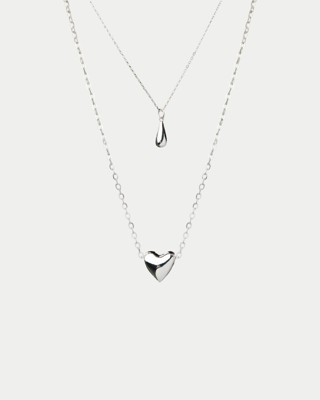 Love Drop Necklace Set Silver