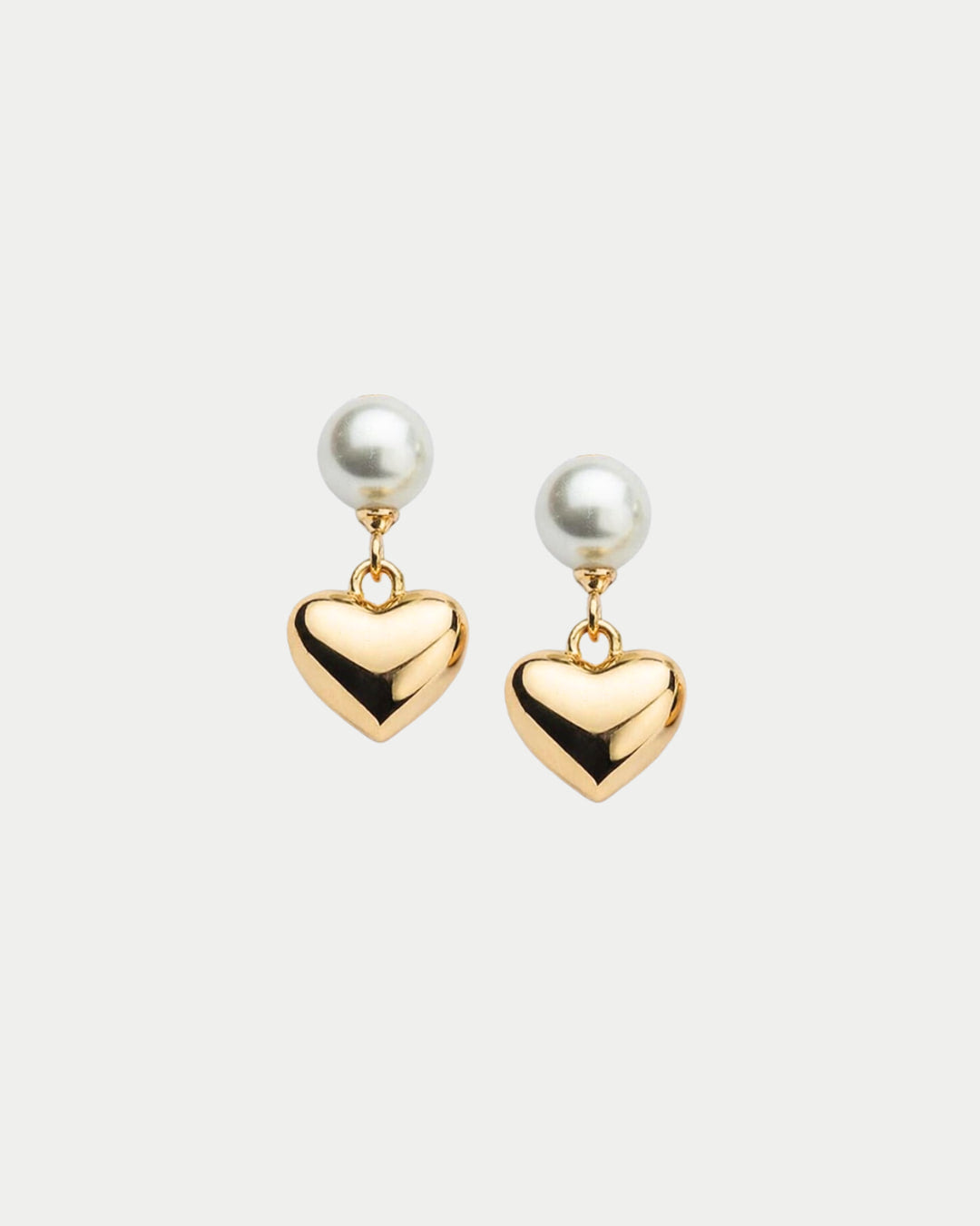 Pearl Earrings Gold Heart
