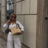 Straw Bag Square Low Large