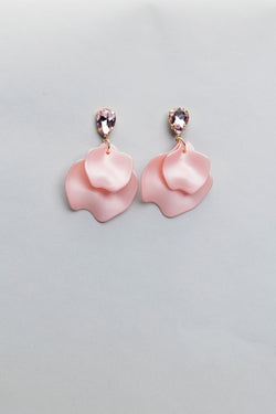 Leaf Earrings Light Pink cz