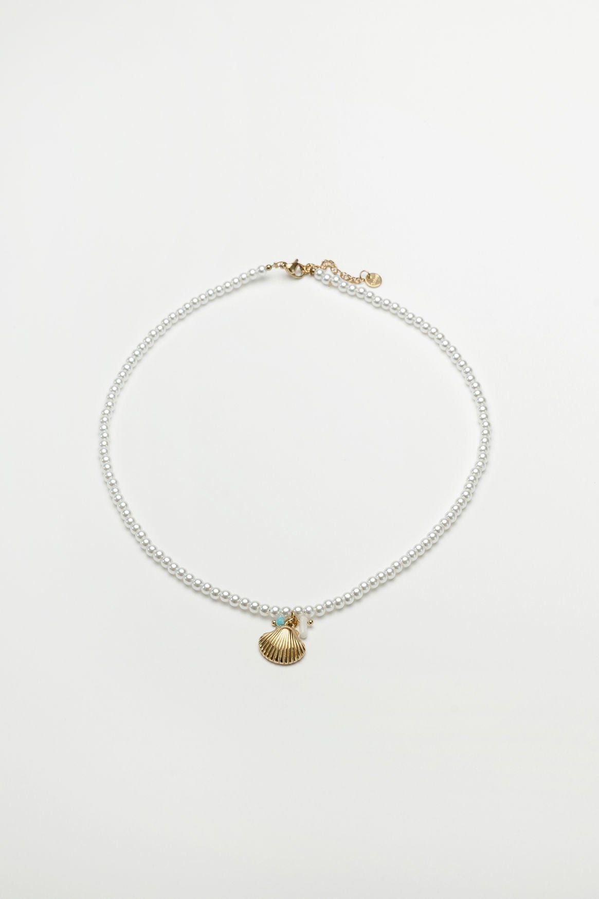 Petite Pearl Necklace Shell Aqua