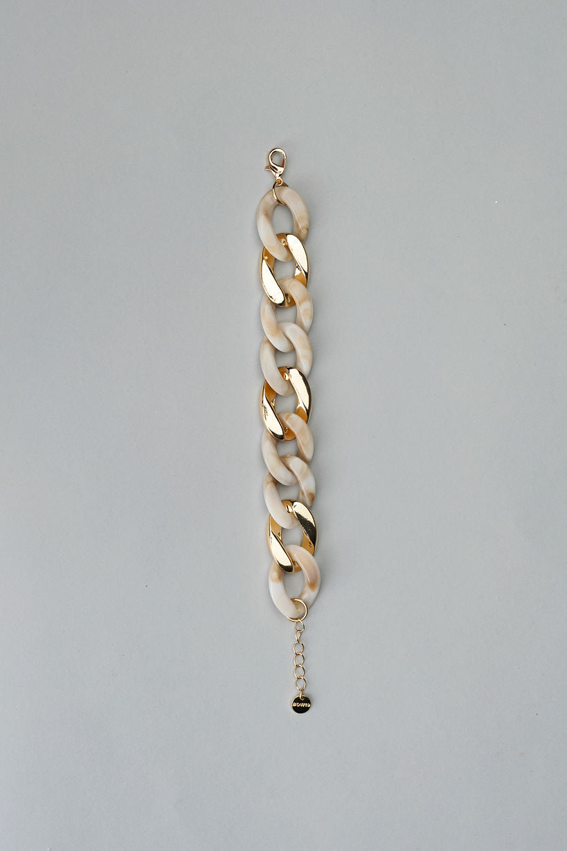 Big Chain Bracelet Beige with Gold