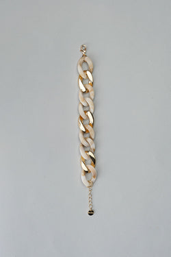 Big Chain Bracelet Beige with Gold
