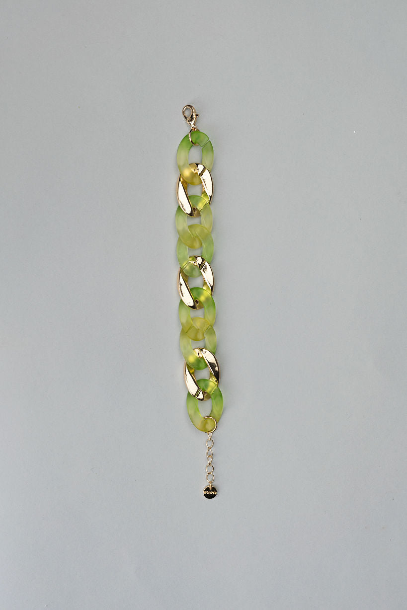 Big Chain Bracelet Lime Green with Gold