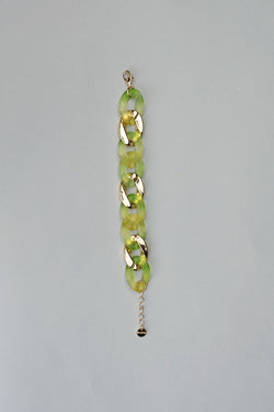 Big Chain Bracelet Lime Green with Gold