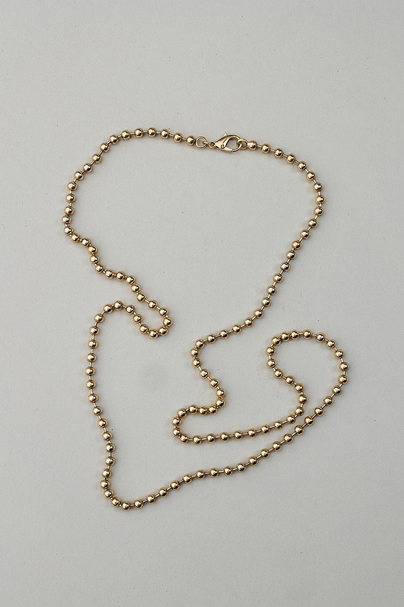 Bead Necklace Gold Long