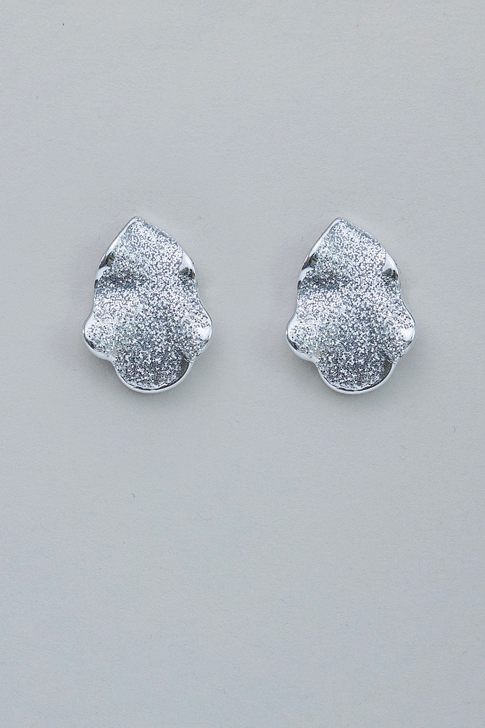 Lip Earrings Silver Glitter S