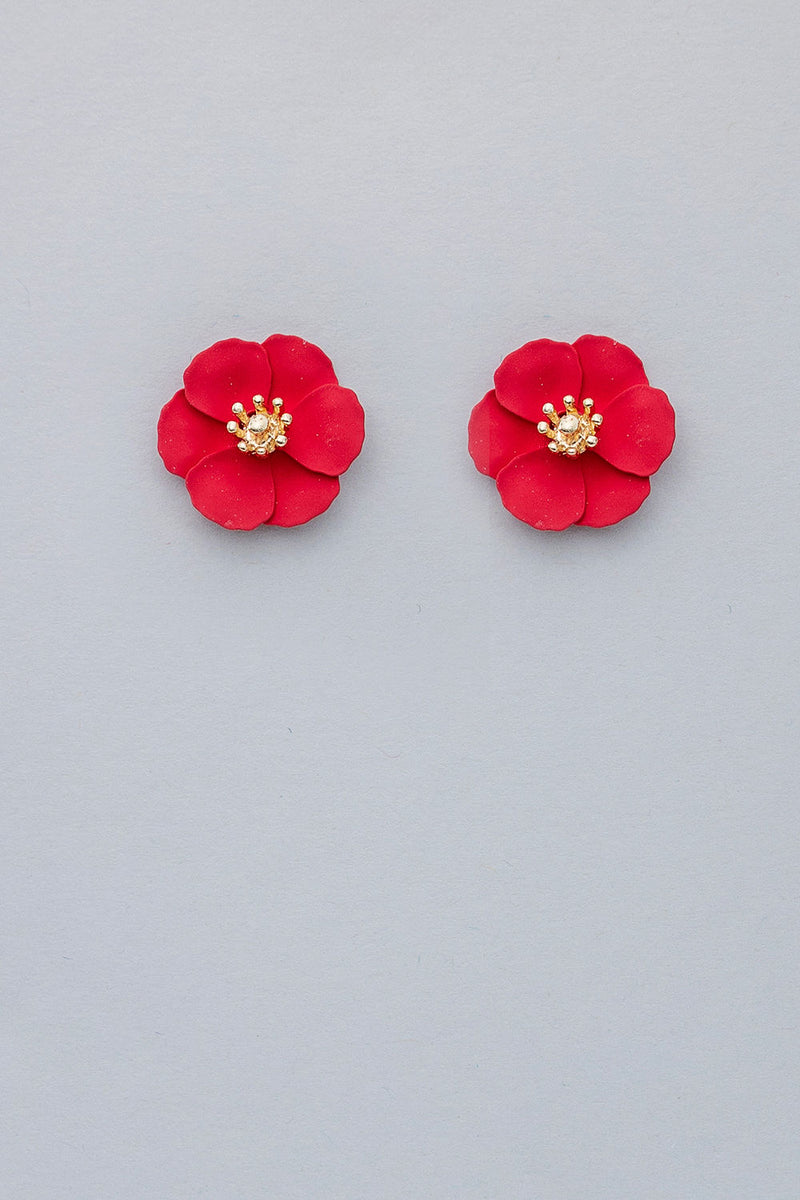 Flower Small Earrings Red