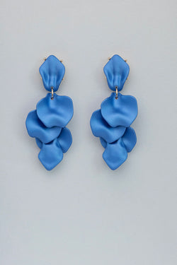 Leaf Earrings Pearl Dark Blue