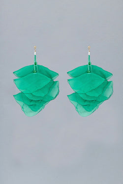 Flowy Earrings Strong Green w gold