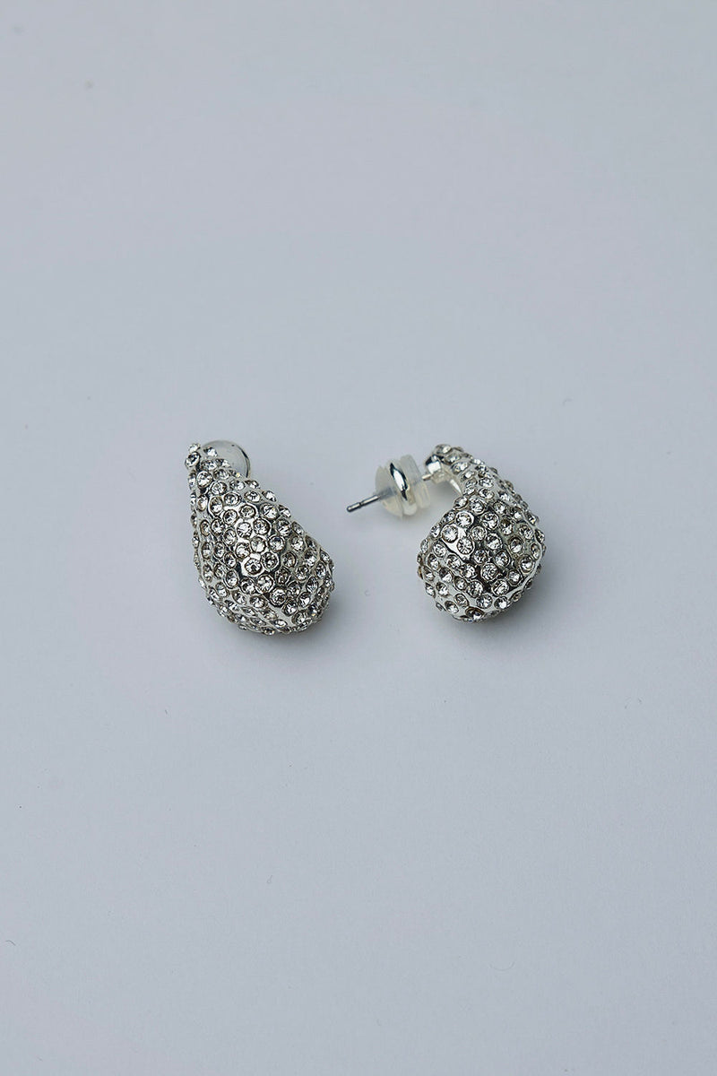 Drop Stone Earrings Silver