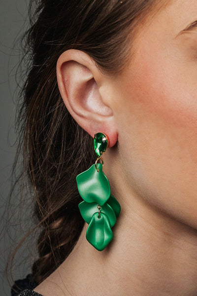 Leaf Earrings 4 leaves Cz
