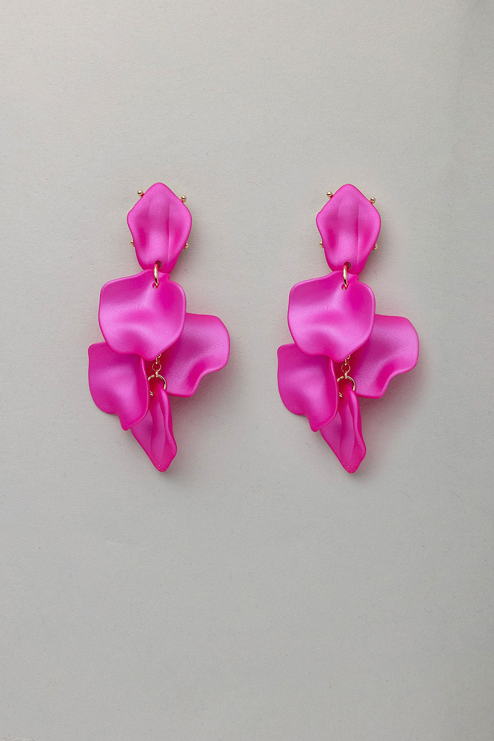 Leaf Earrings Metallic Cerise