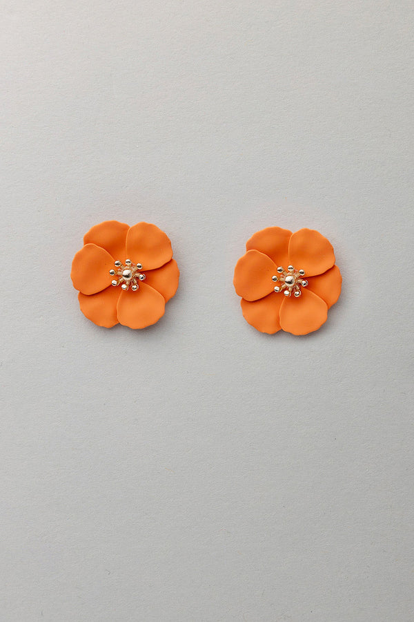 Flower Small Earrings Orange