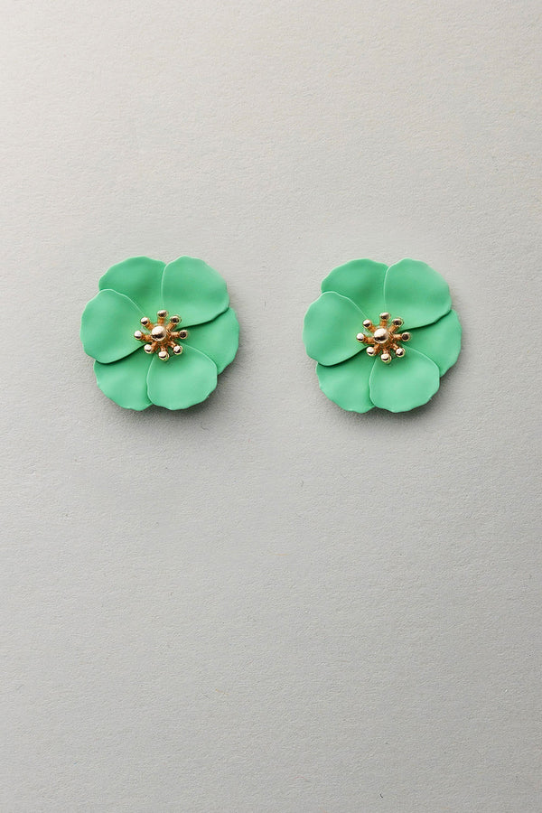 Flower Small Earrings Soft Green