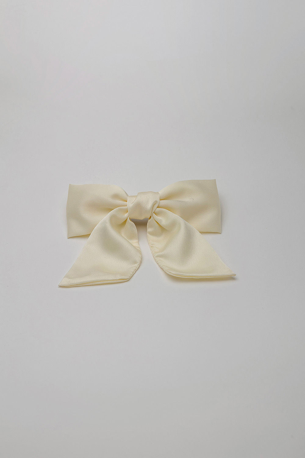 Bow Hair Clip Satin Off-white