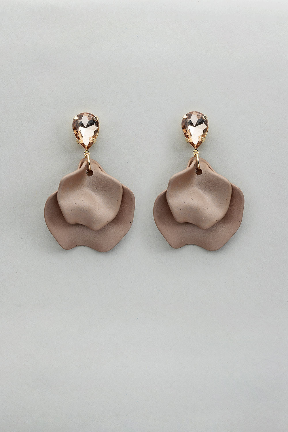 Leaf Earrings Nougat Cz