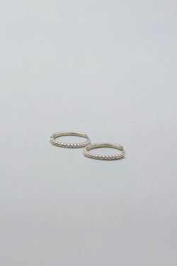 Silver Hoops Clear Stone L