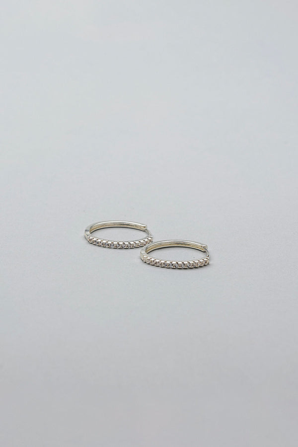 Silver Hoops Clear Stone L