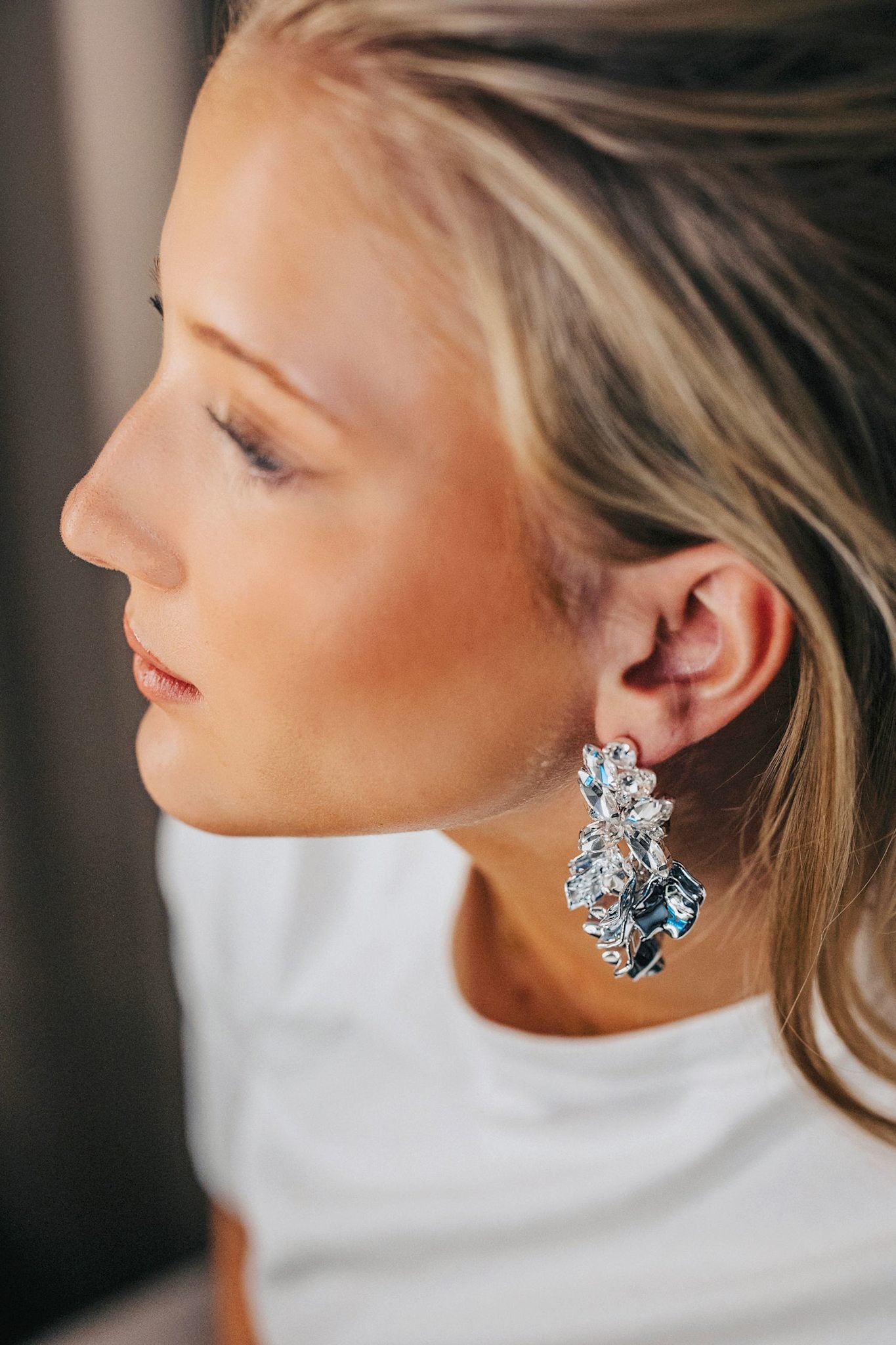 Leaf Big Stone Earrings