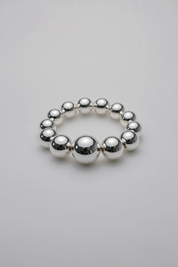 Big Bead Bracelet Elastic Silver