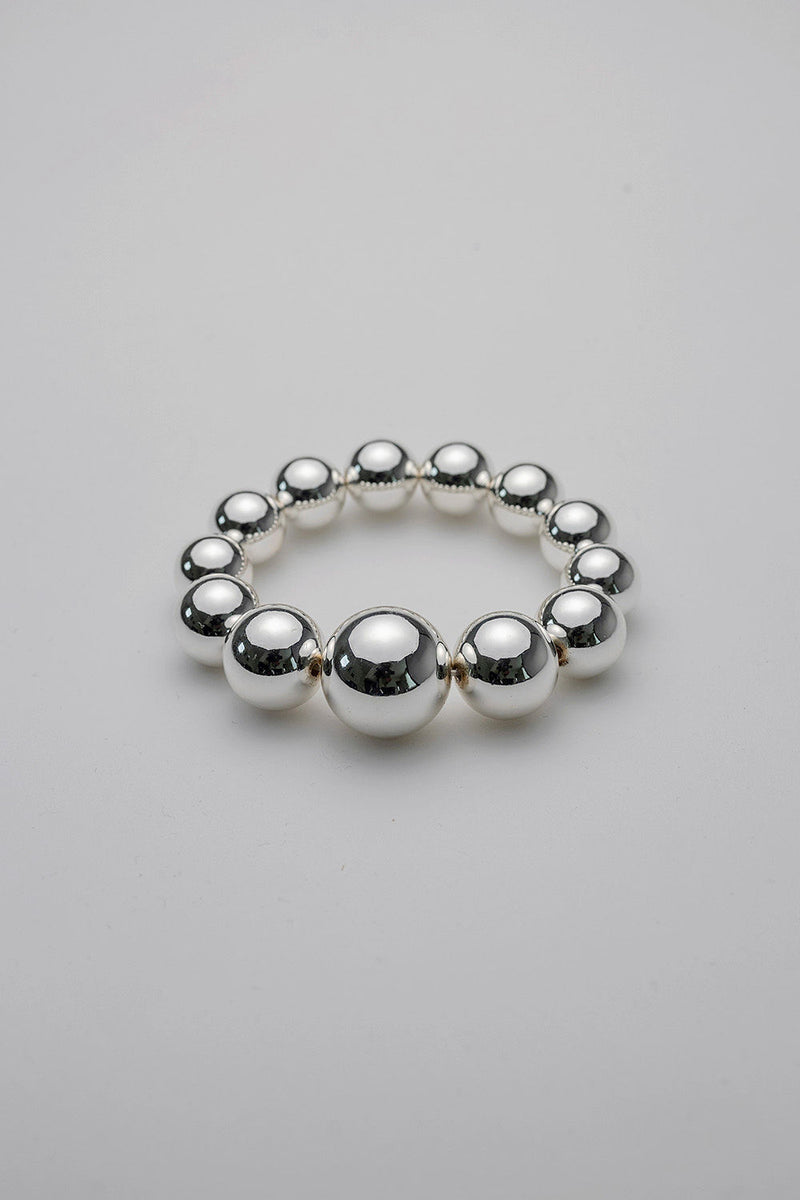 Big Bead Bracelet Elastic Silver