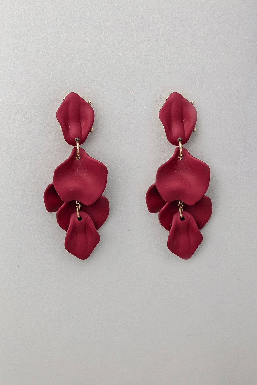 Leaf Earrings Mat Burgundy