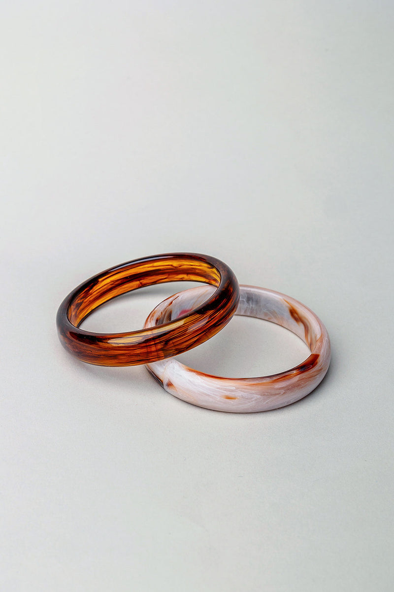 Bangle set of 2 beige & brown