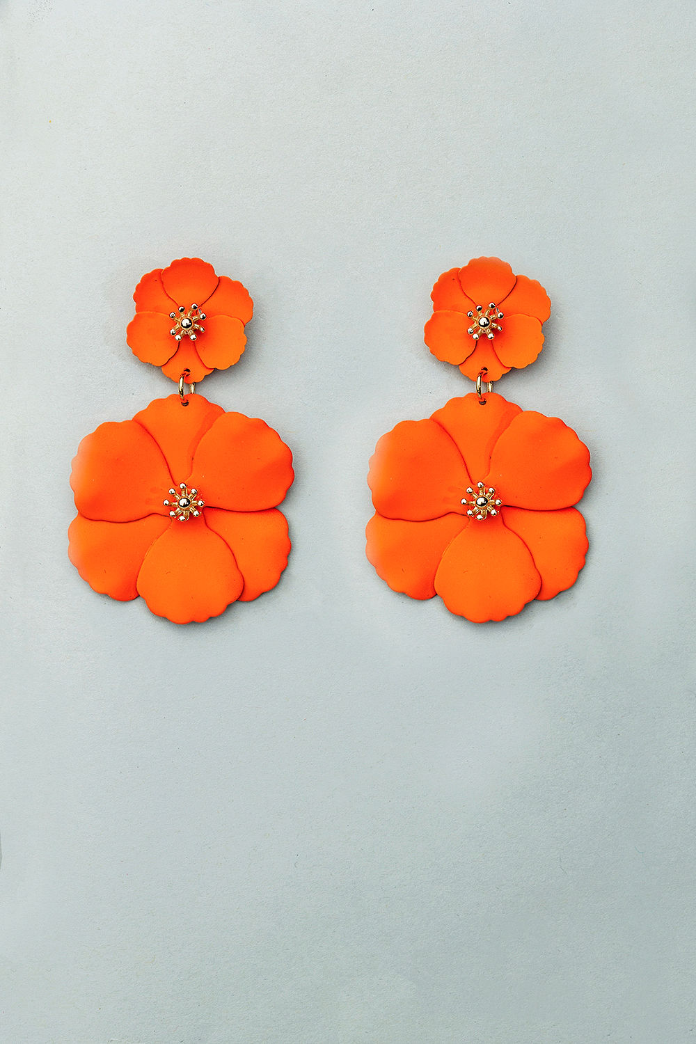 Flower Twin Earrings Orange Mat