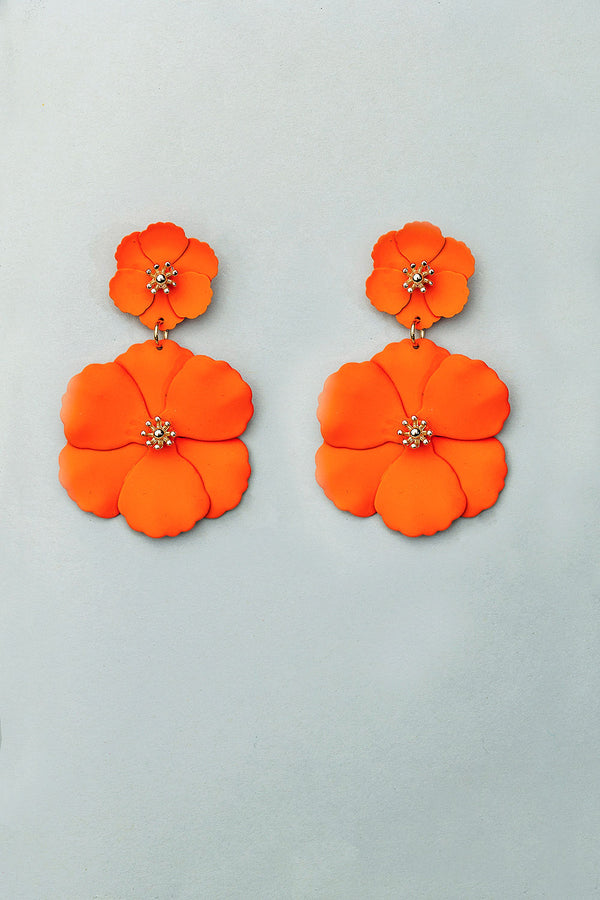 Flower Twin Earrings Orange Mat