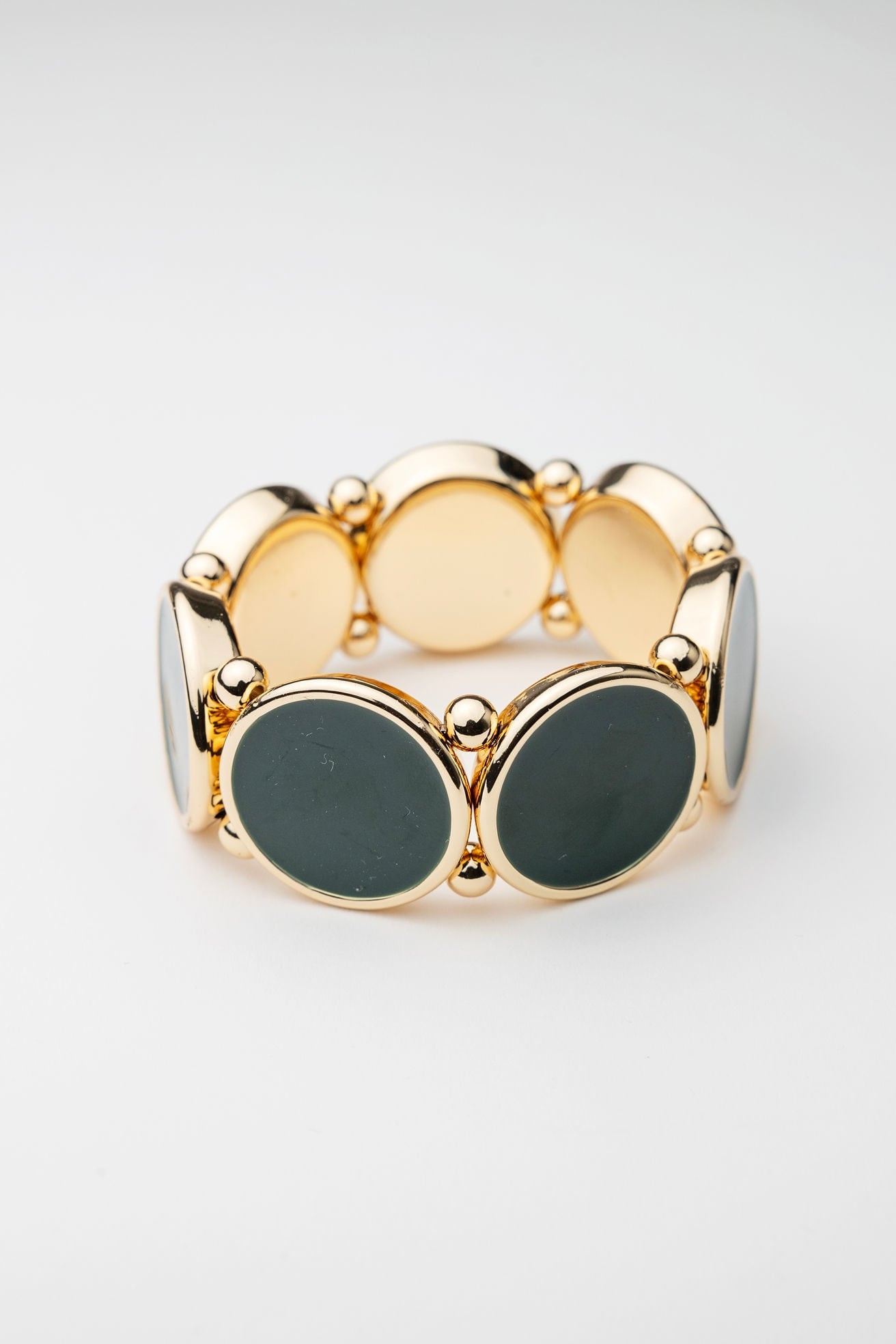 Ava Elastic Bracelet Gold w Dark Green