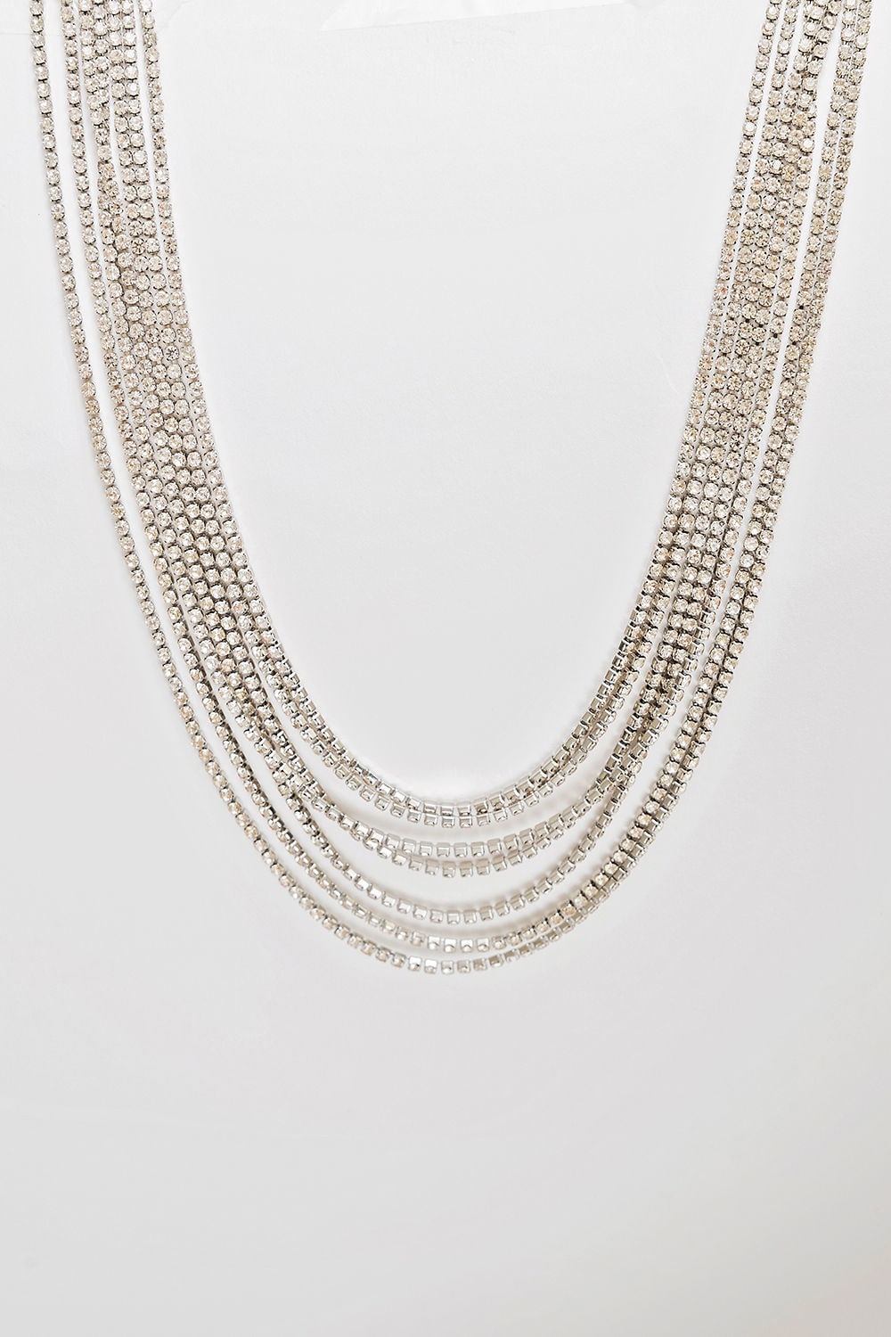 Strass Necklace Multi Row on White Background