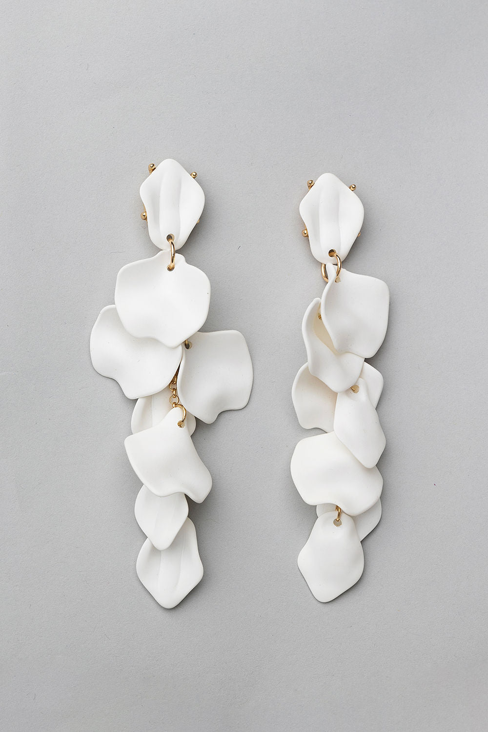 Leaf Earrings Long White