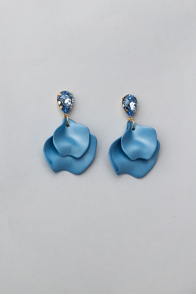 Leaf Earrings Blue cz