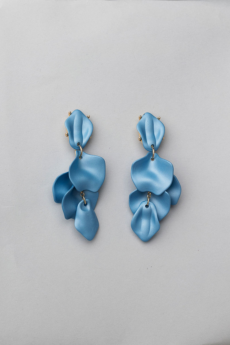 Leaf Earrings Thin Denim Blue