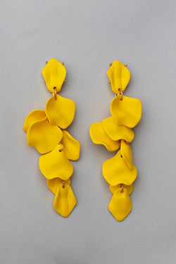 Leaf Earrings Long Yellow