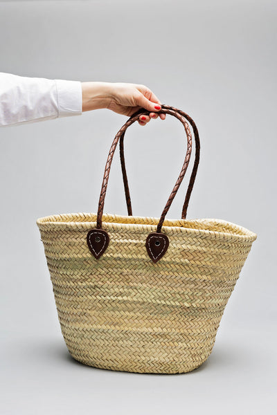 Straw Bag Classic L Dark Brown