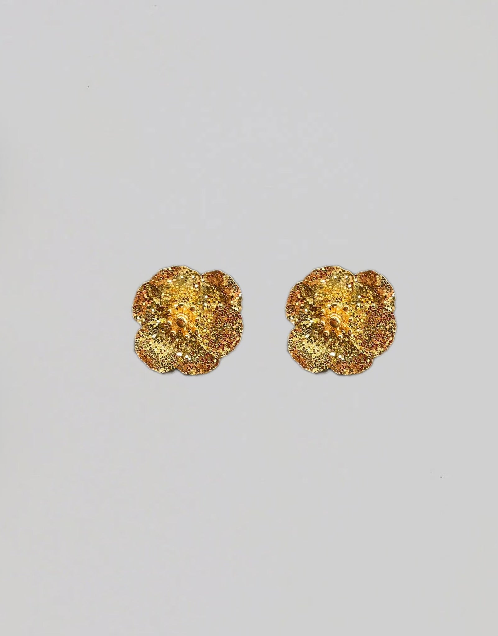 Flower Small Earrings Gold Glitter