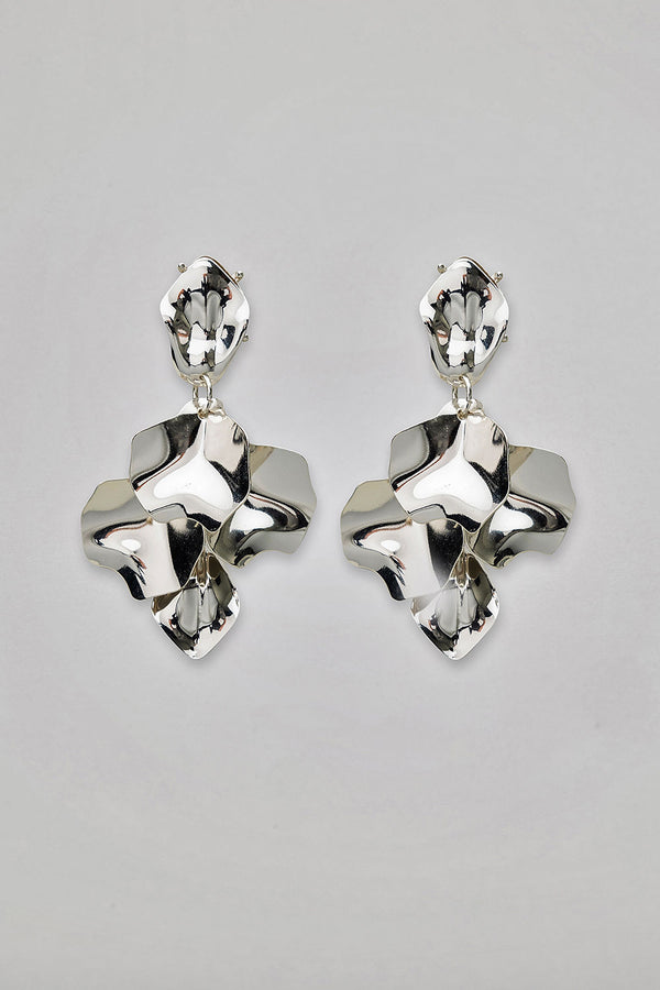 Leaf Earrings Metallic Silver