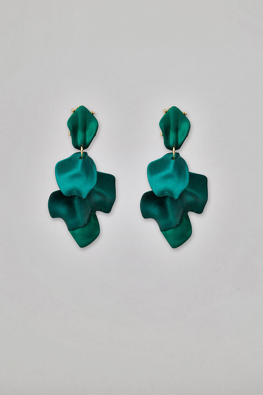 Leaf Earrings Metallic Pine Green