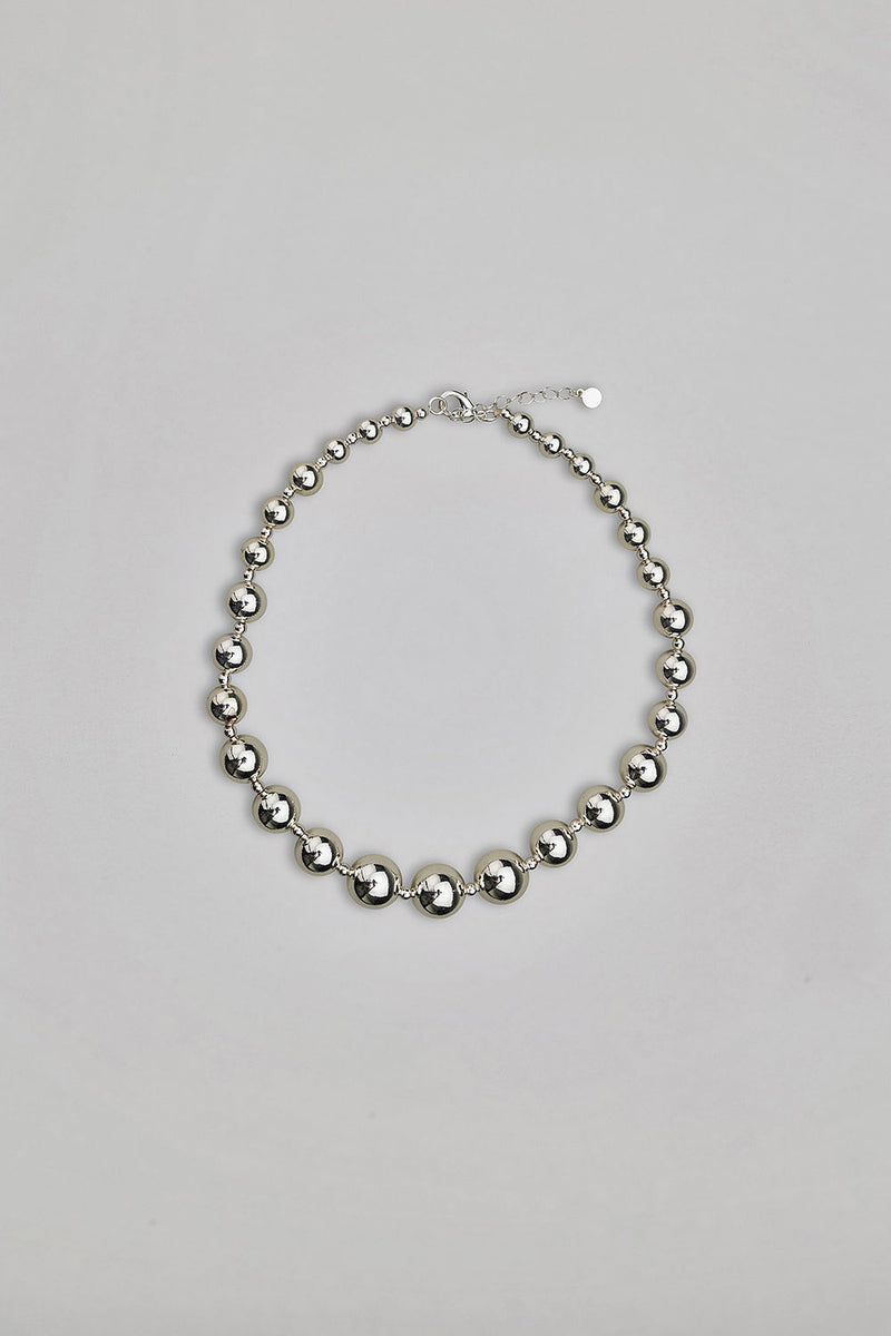 Bead Necklace Silver Big