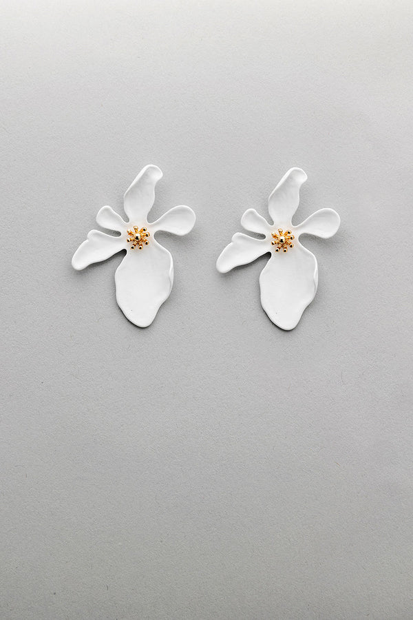 Flower White Earrings