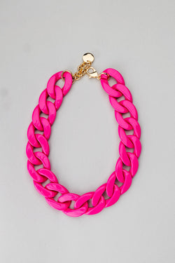 Big Chain Necklace Strong Pink