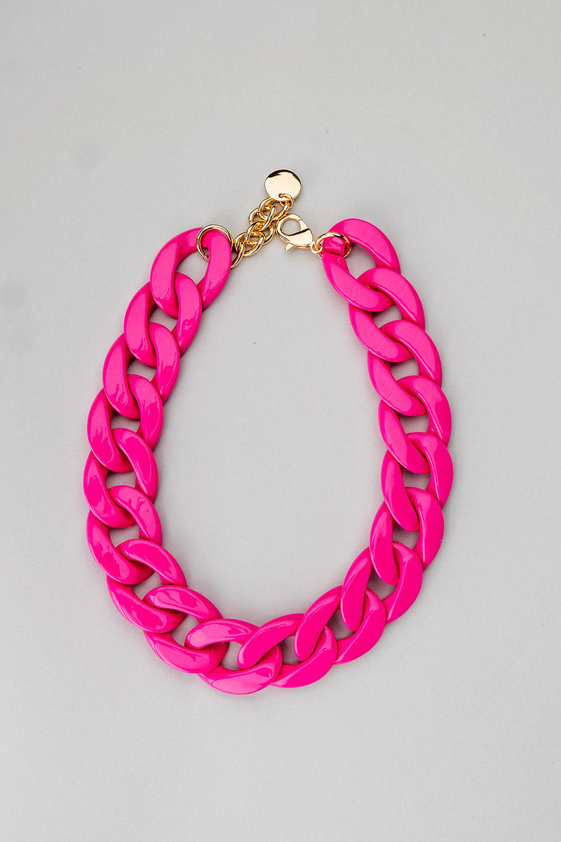 Big Chain Necklace Strong Pink
